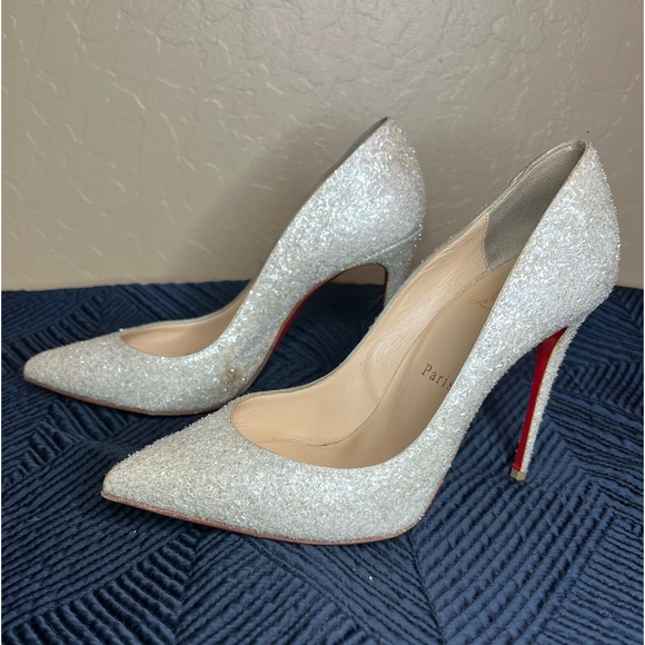 ❌SOLD ON EBAY❌Authentic Christian Louboutin White Glitter 37.5 - Picture 3 of 8